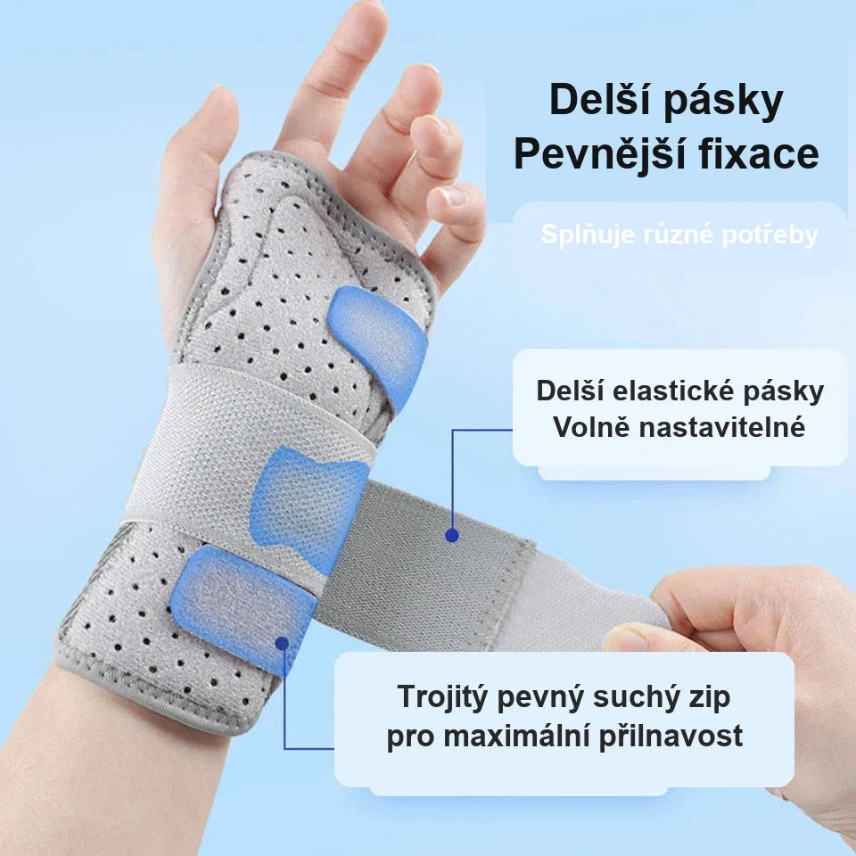 Ortopedická bandáž na zápěstí s kovovou výztuhou – vhodná i na noc, úleva při syndromu karpálního tunelu